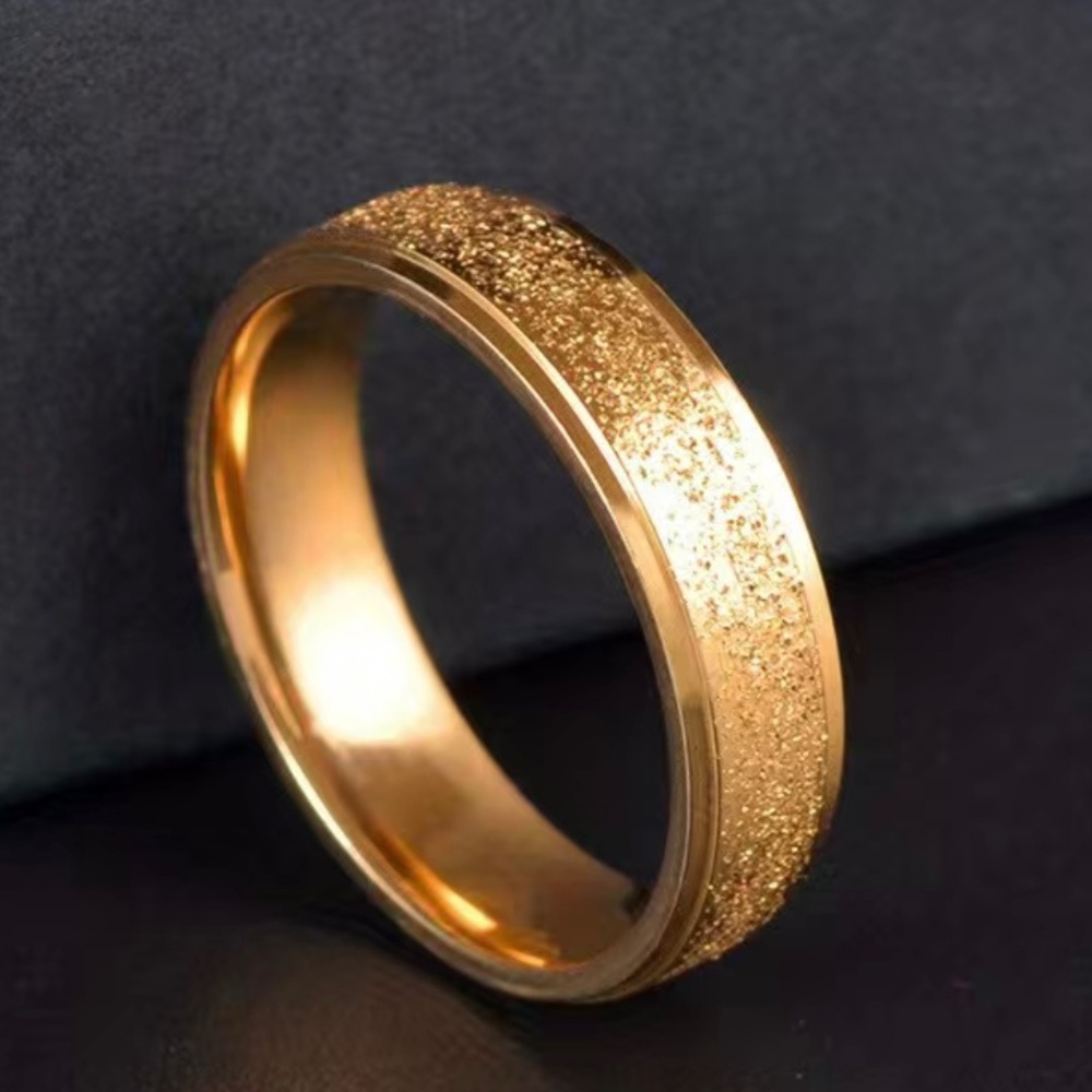 Gold Frosted Stainless Steel Ring